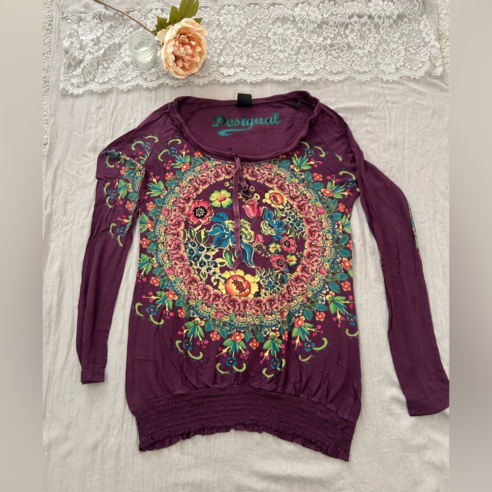 Desigual Multicolor Floral Long Sleeve Top